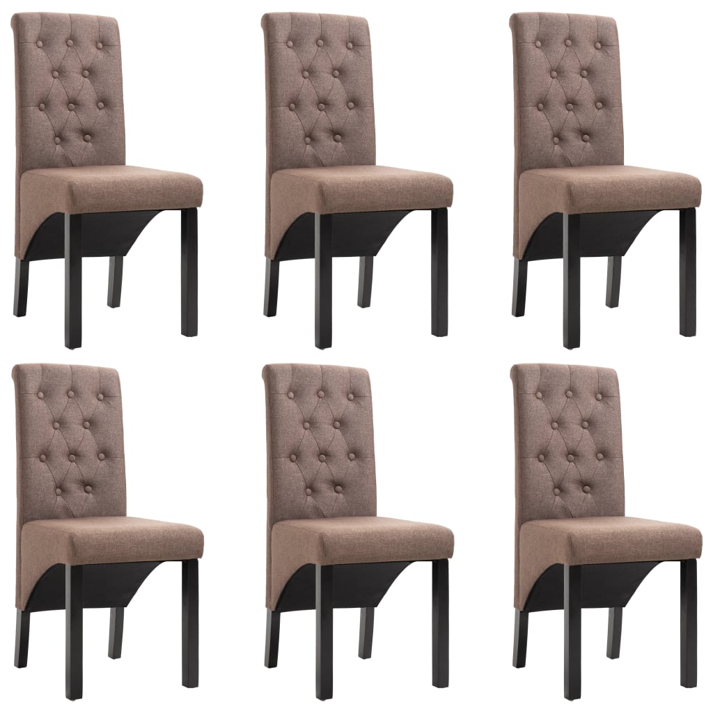 Jídelní židle 6 ks hnědé textil