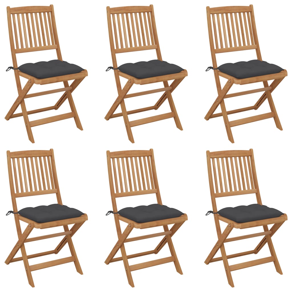 Skládací zahradní židle s poduškami 6 ks masivní akáciové dřevo