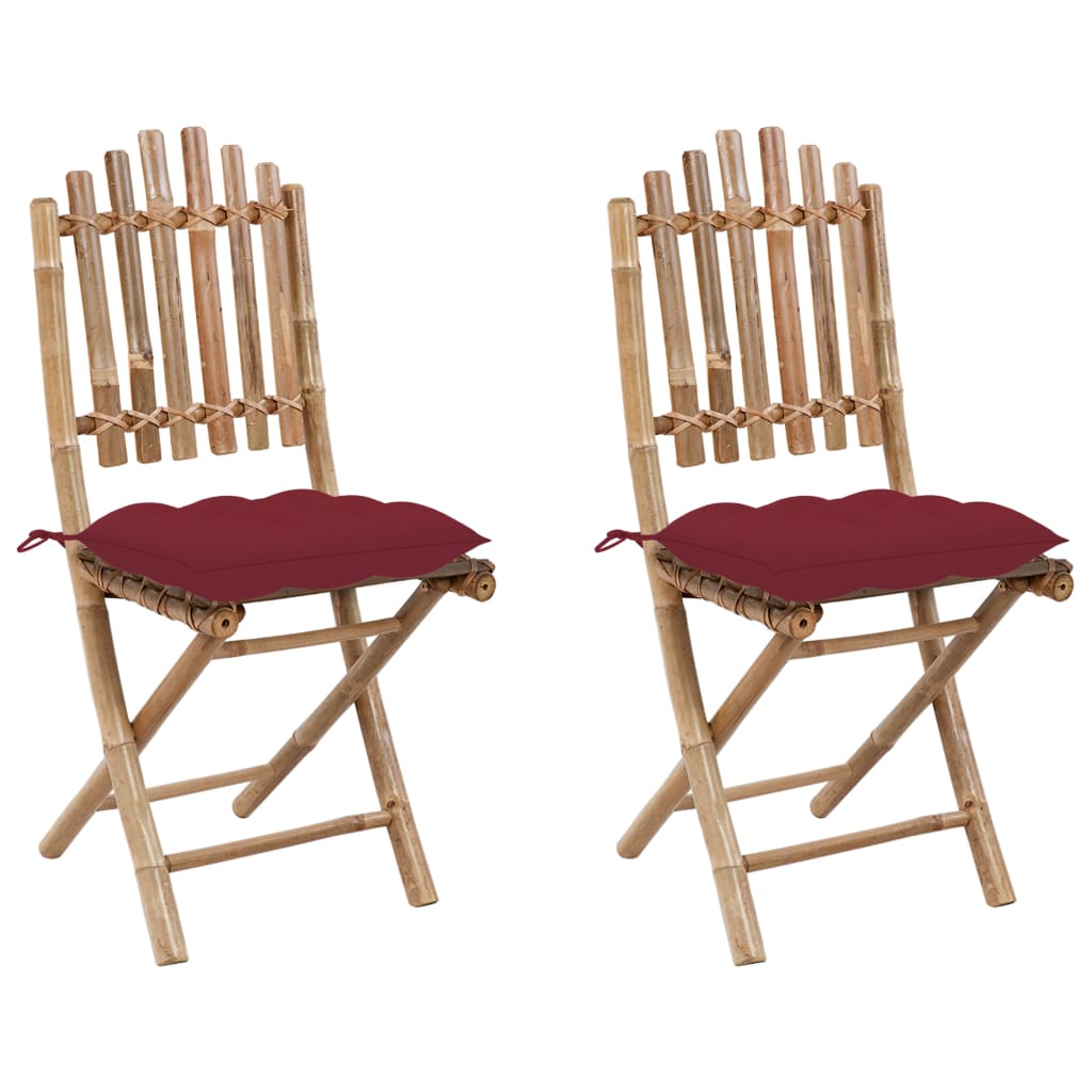 Skládací zahradní židle s poduškami 2 ks bambus