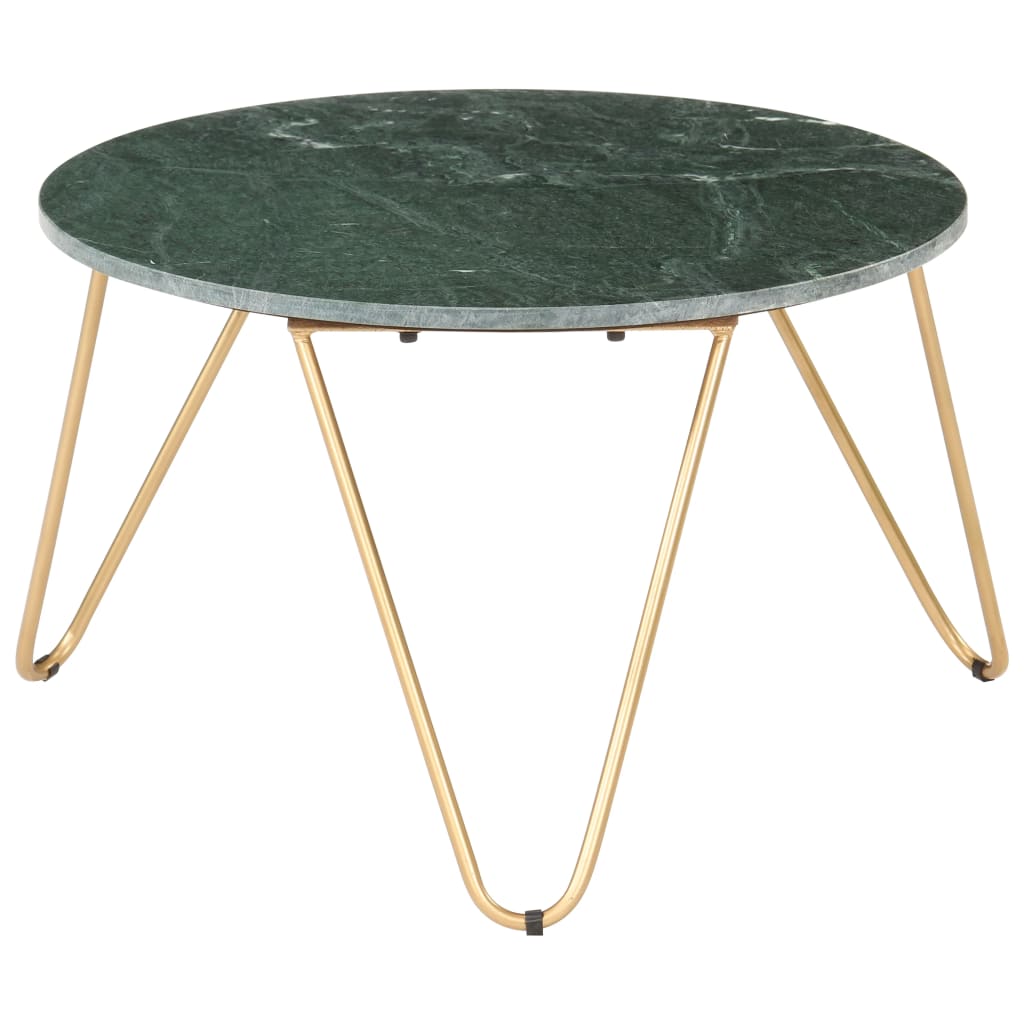 Konferenční stolek zelený 65x65x42cm pravý kámen mramorový vzor