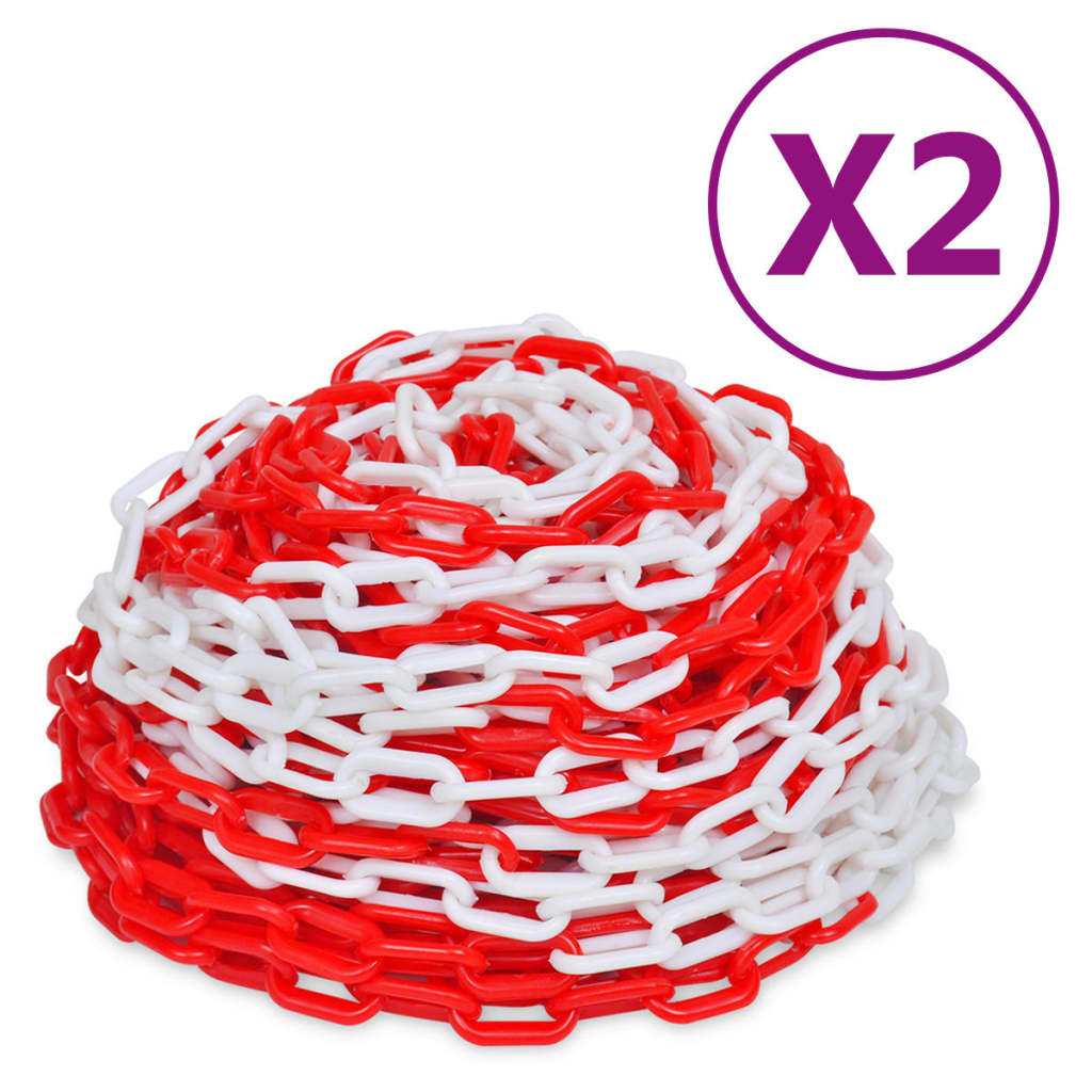 Výstražné řetězy 2 ks červeno-bílé plast 30 m