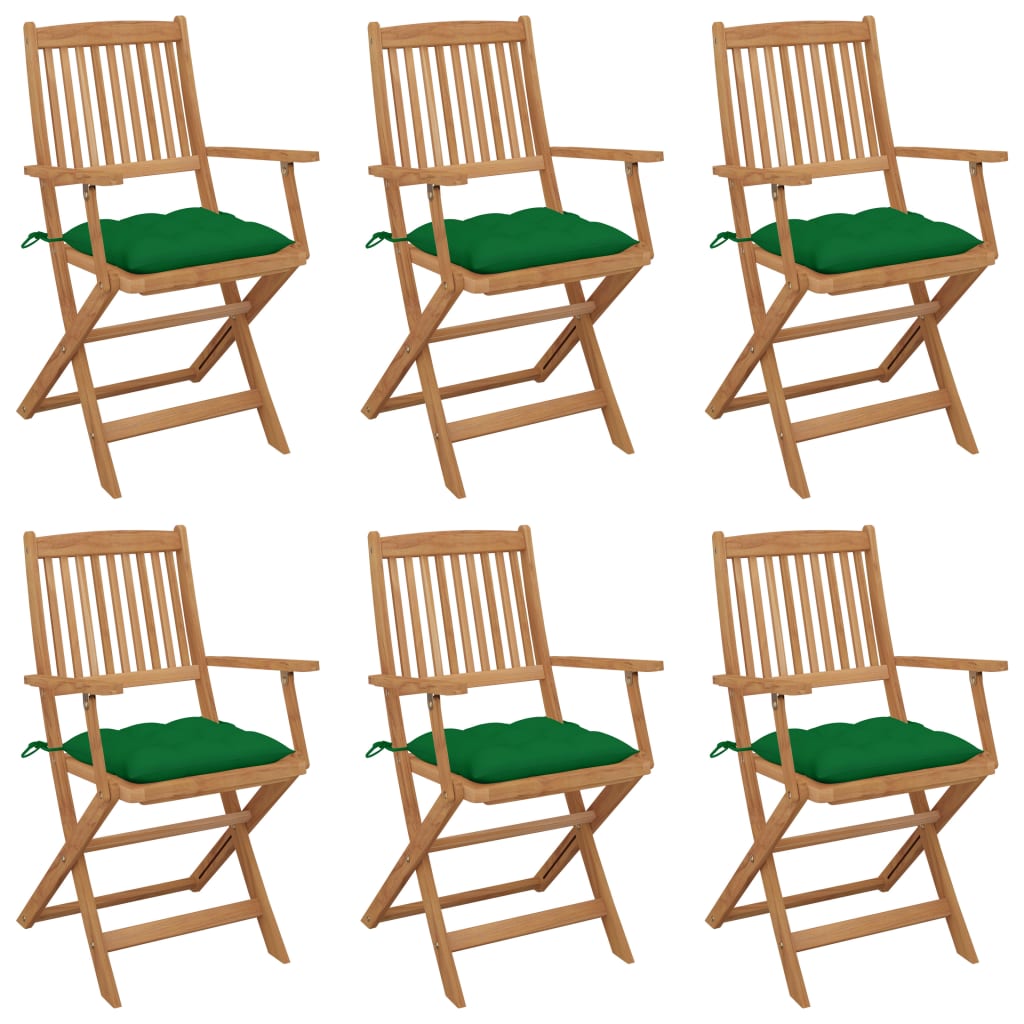Skládací zahradní židle s poduškami 6 ks masivní akácie
