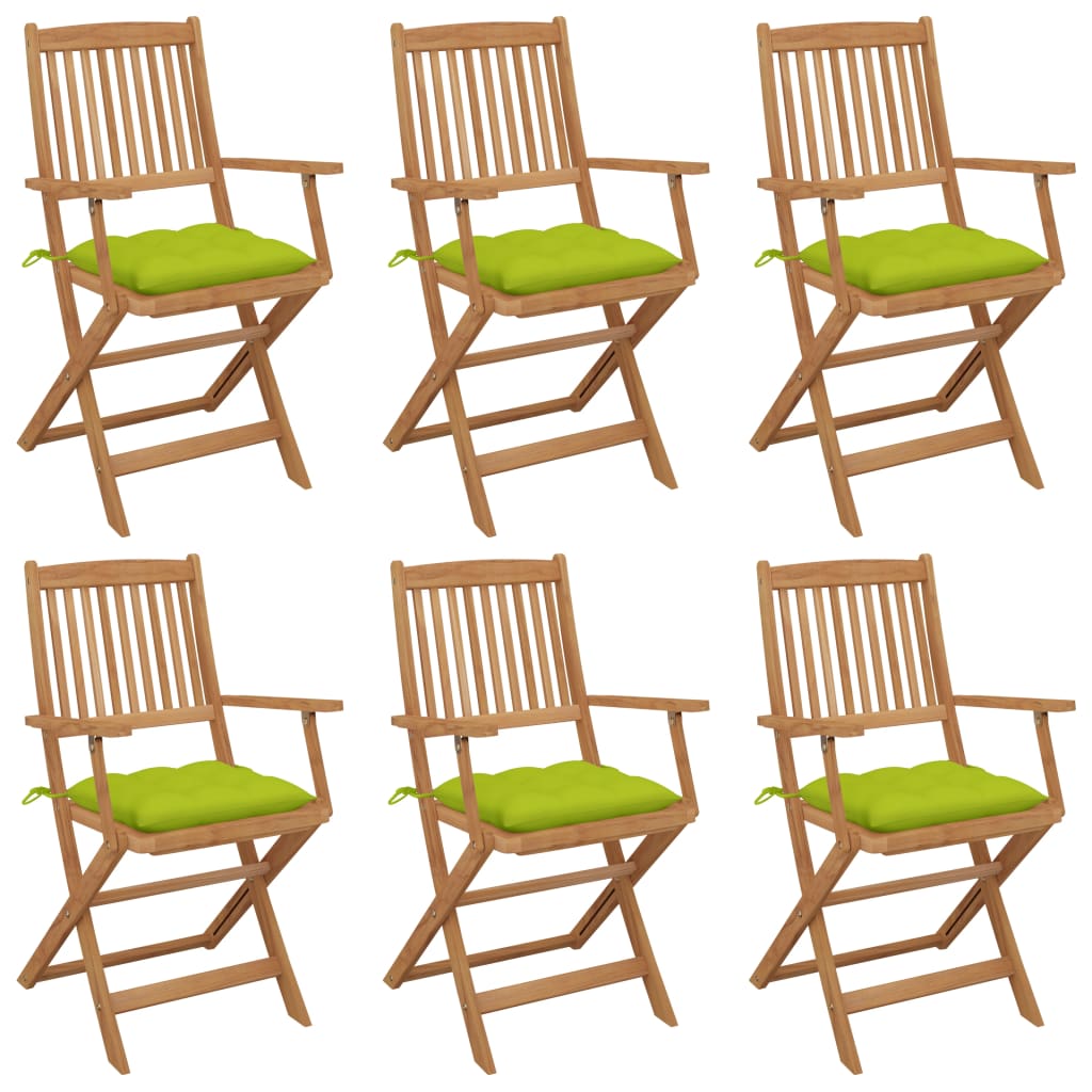 Skládací zahradní židle 6 ks s poduškami masivní akácie
