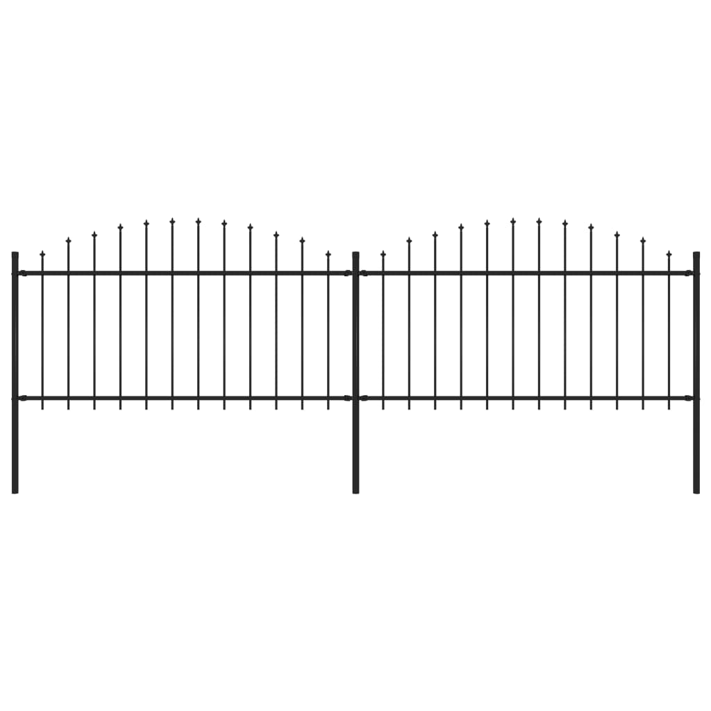 Zahradní plot s hroty ocel (1,25–1,5) x 3,4 m černý