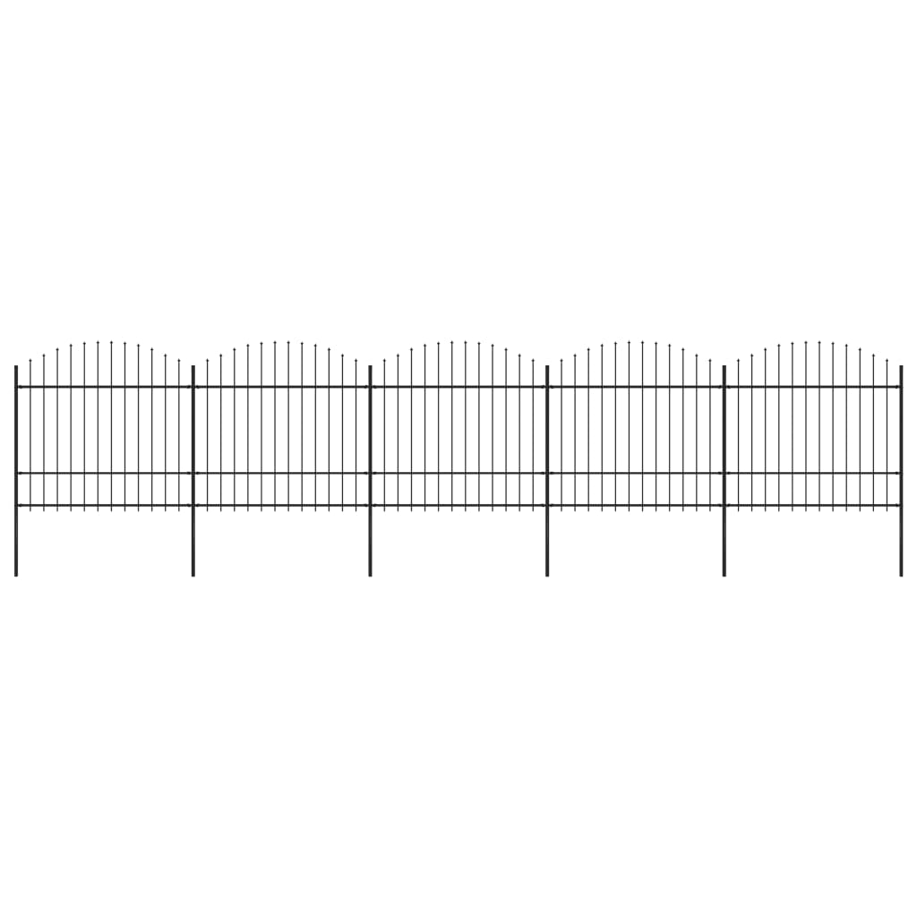 Zahradní plot s hroty ocel (1,5–1,75) x 8,5 m černý