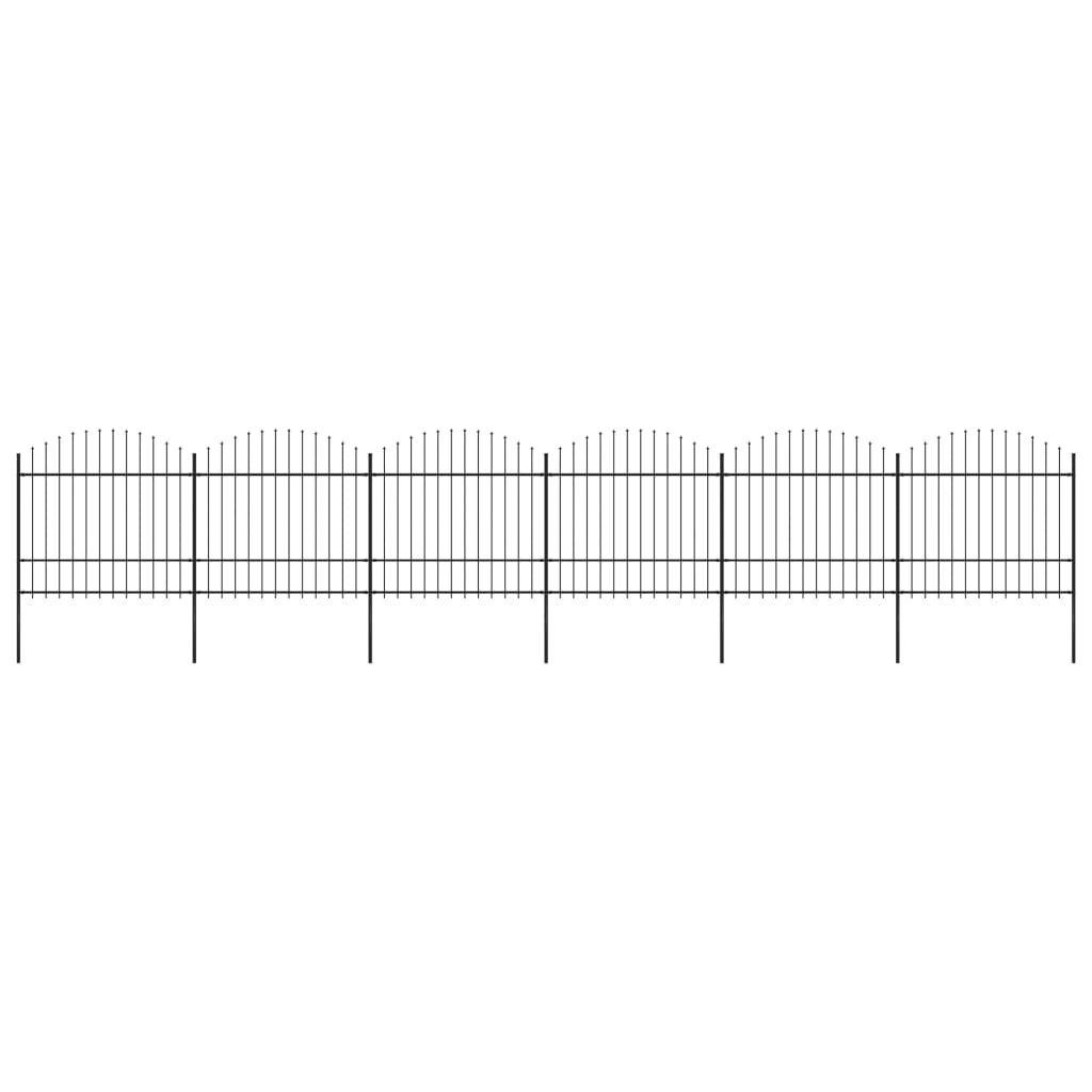 Zahradní plot s hroty ocel (1,5–1,75) x 10,2 m černý