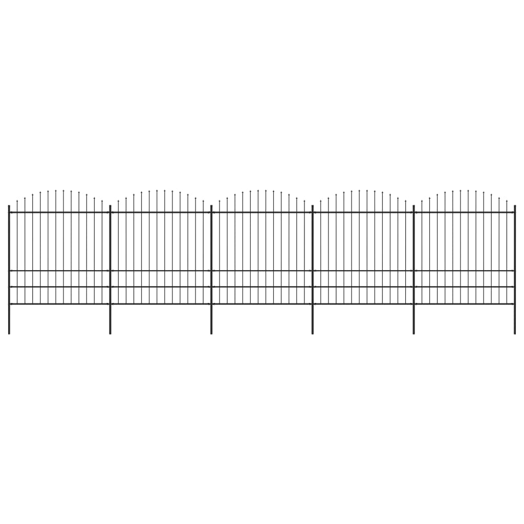 Zahradní plot s hroty ocel (1,75–2) x 8,5 m černý