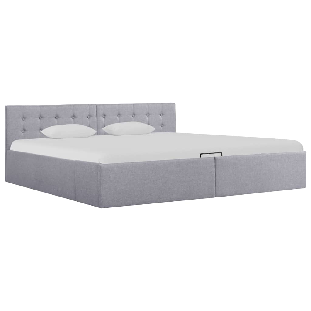 Rám postele s úložným prostorem světle šedý textil 180x200cm