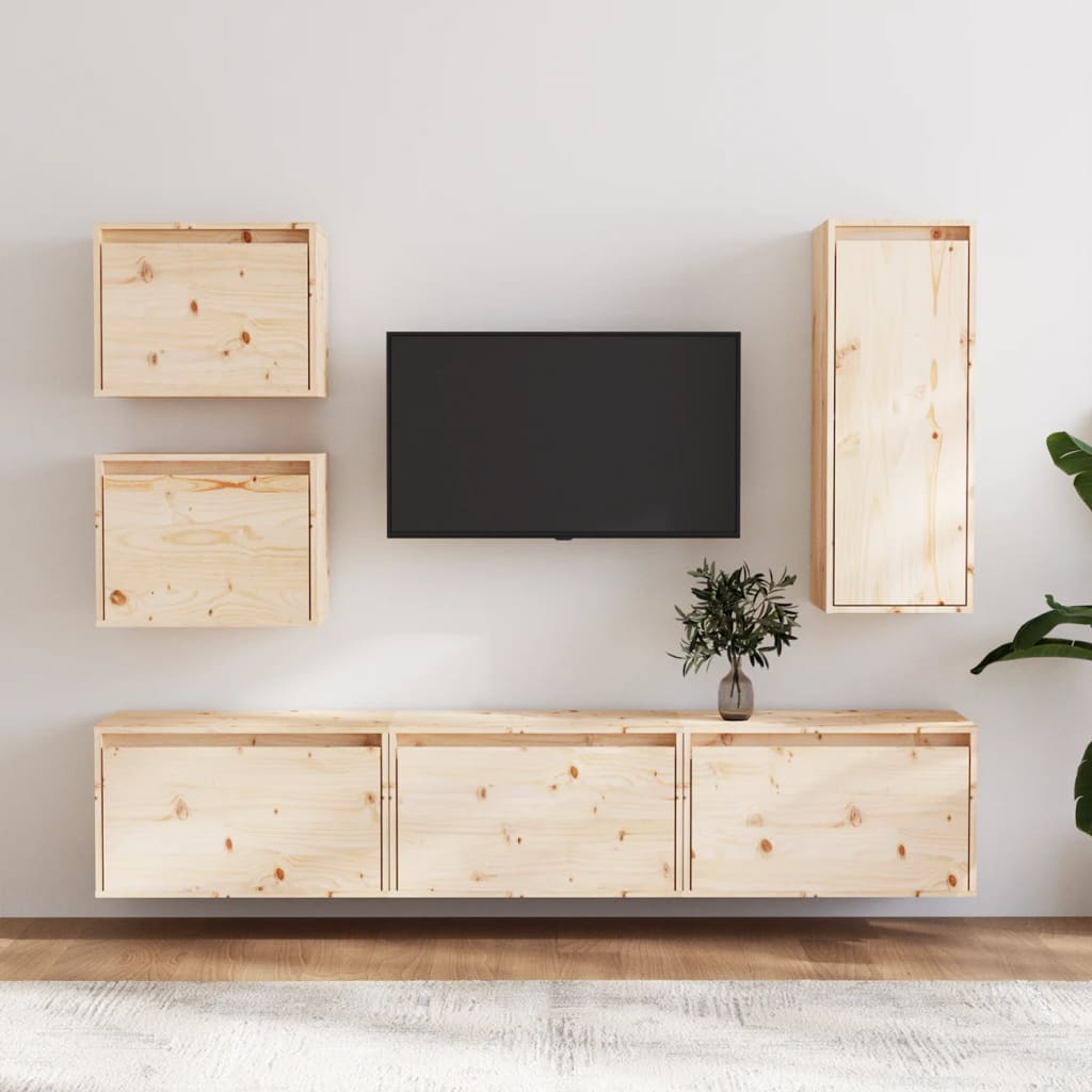 TV skříňky 6 ks masivní borové dřevo
