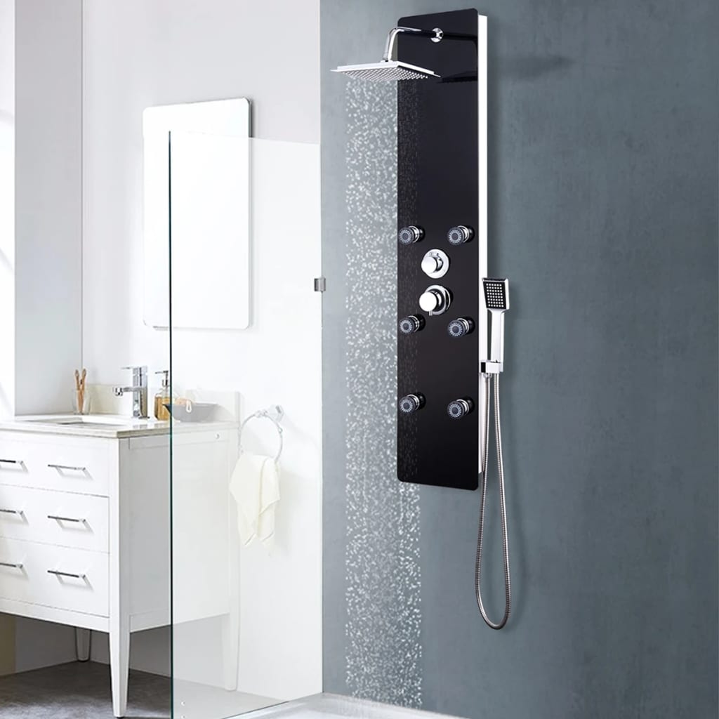 Sprchový panel skleněný 25 x 44, 6 x 130 cm černý