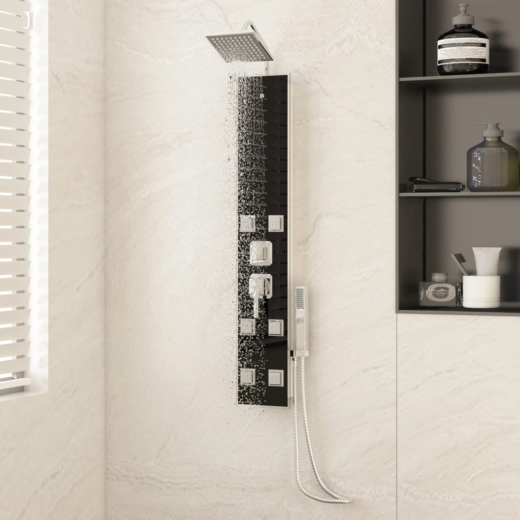 Sprchový panel skleněný 18 x 45,5 x 130 cm černý