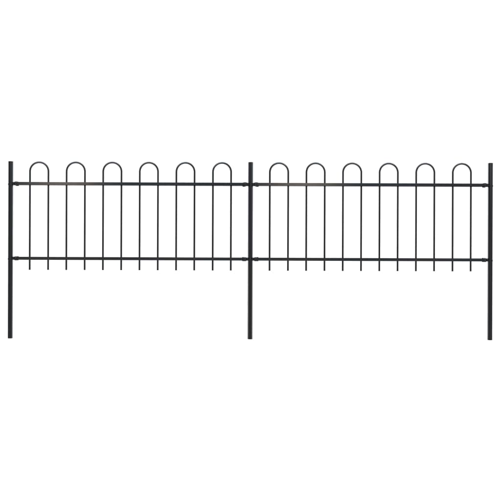 Zahradní plot s obloučky ocelový 3,4 x 0,8 m černý