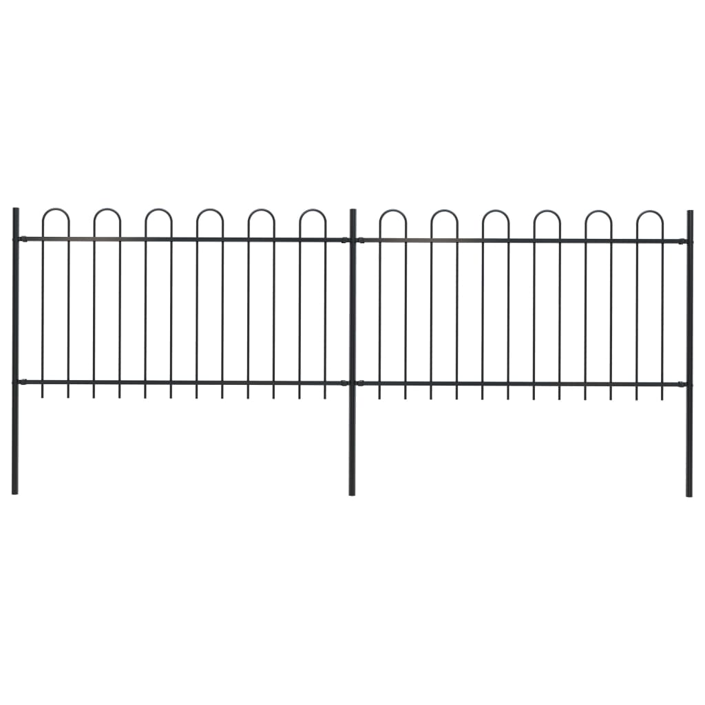 Zahradní plot s obloučky ocelový 3,4 x 1 m černý