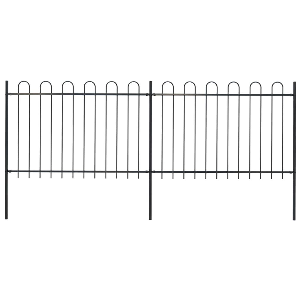 Zahradní plot s obloučky ocelový 3,4 x 1,2 m černý