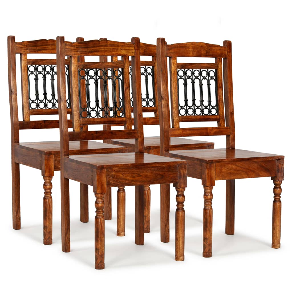 Jídelní židle 4 ks masiv sheeshamový povrch klasický styl