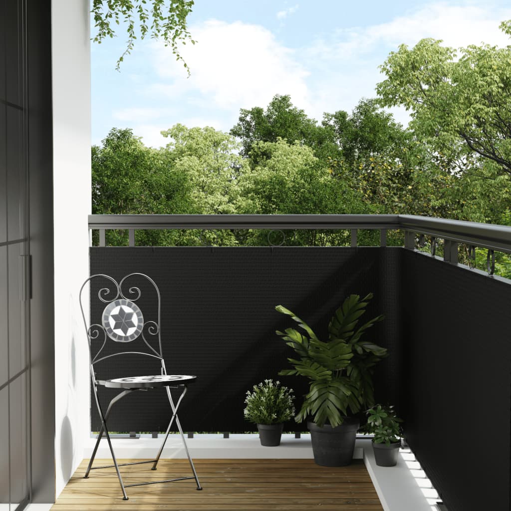 Balkonová zástěna černá 600 x 80 cm polyratan