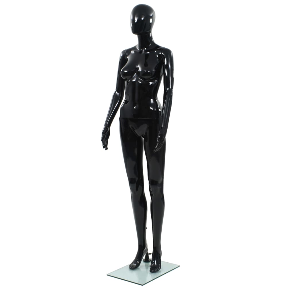 Dámská figurína celá postava základna sklo lesklá černá 175 cm