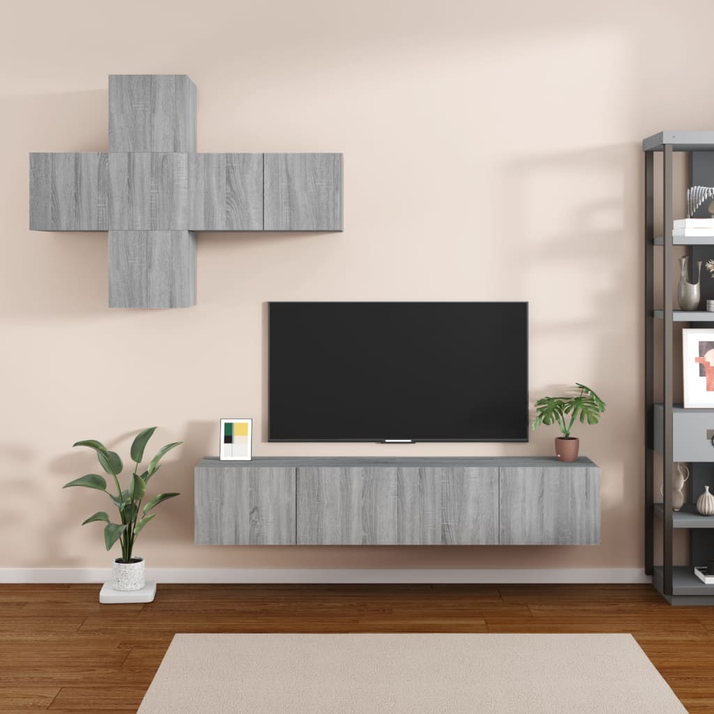 7dílný set TV skříněk šedý sonoma kompozitní dřevo