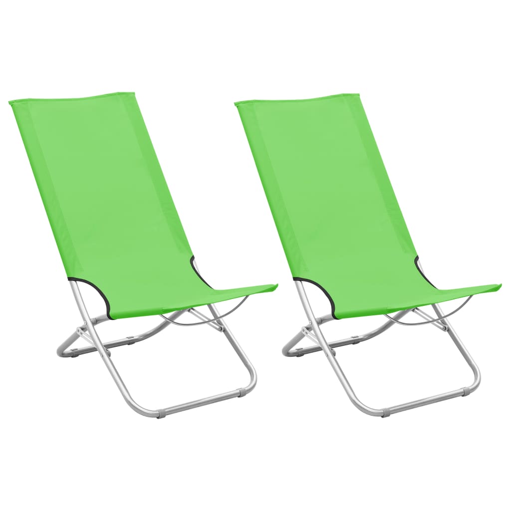 Skládací plážové židle 2 ks zelené textil