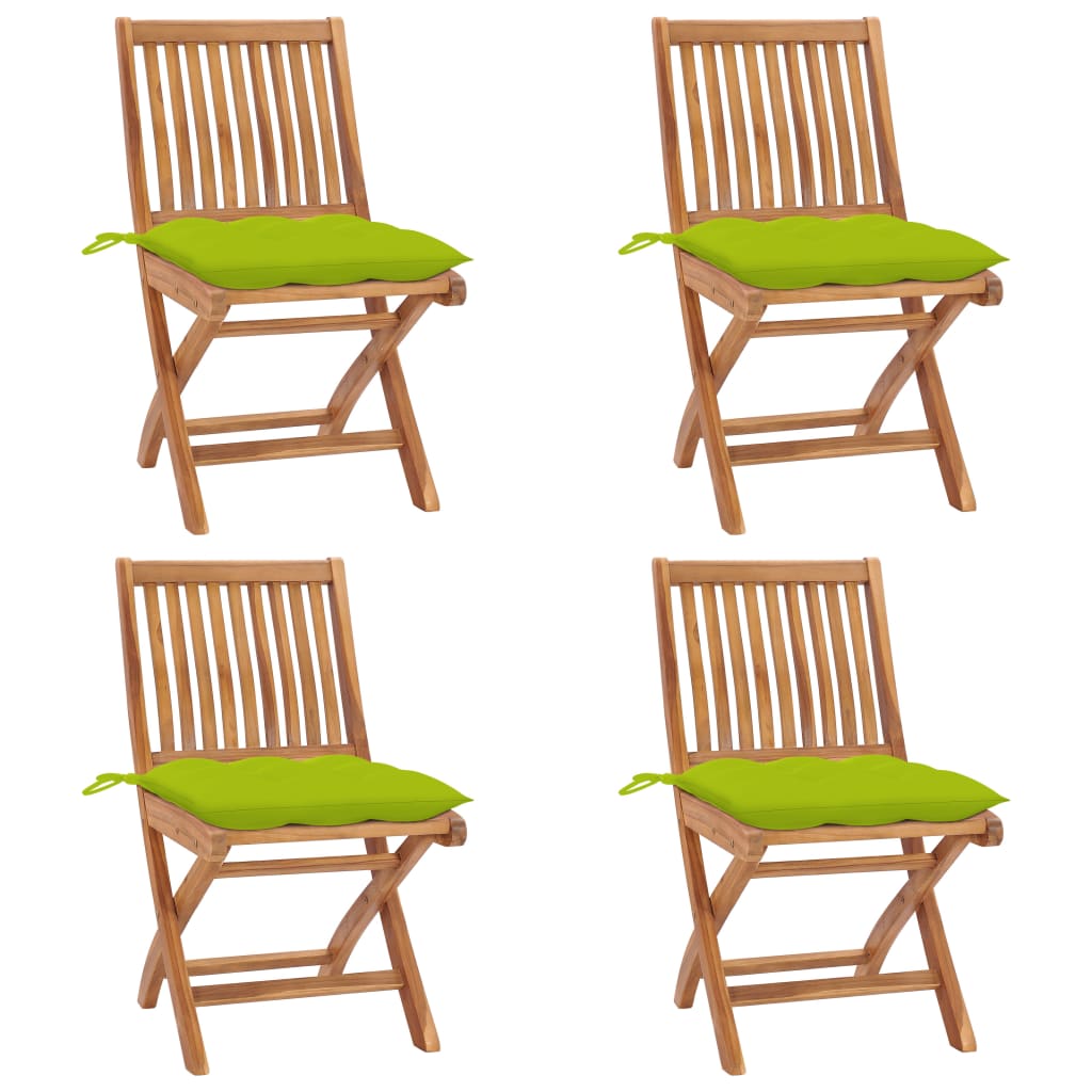 Skládací zahradní židle s poduškami 4 ks masivní teak