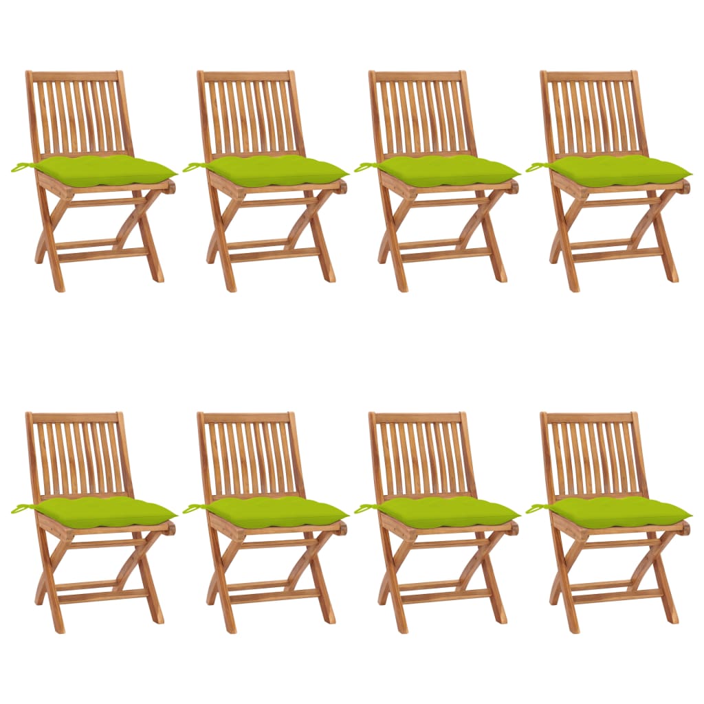 Skládací zahradní židle s poduškami 8 ks masivní teak
