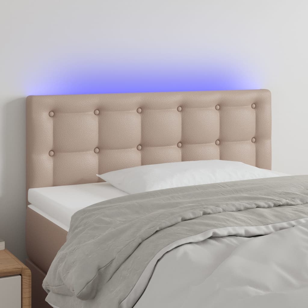 Čelo postele s LED cappuccino 80 x 5 x 78/88 cm umělá kůže