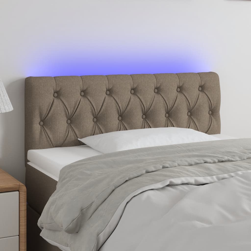 Čelo postele s LED taupe 90 x 7 x 78/88 cm textil