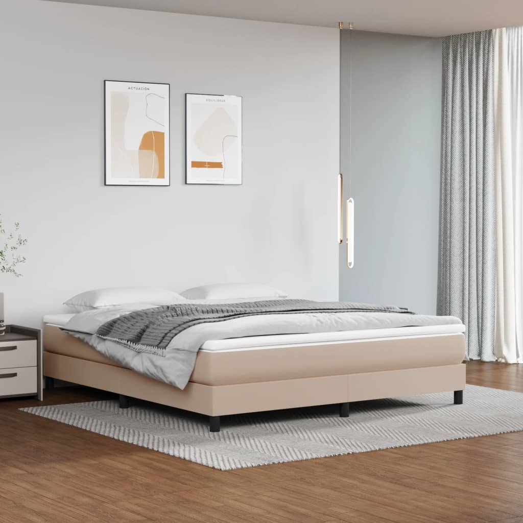 Box spring postel s matrací cappuccino 160x200 cm umělá kůže