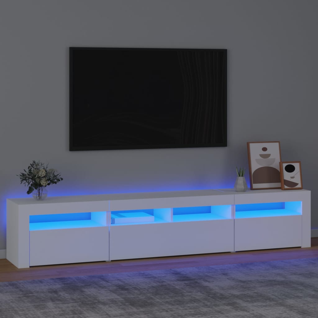 TV skříňka s LED osvětlením bílá 210 x 35 x 40 cm