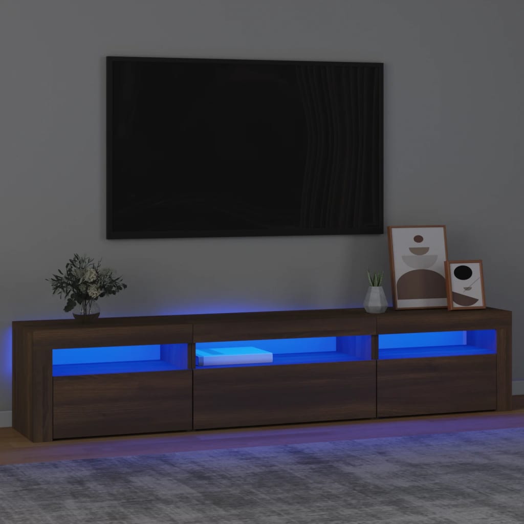 TV skříňka s LED osvětlením hnědý dub 195x35x40 cm