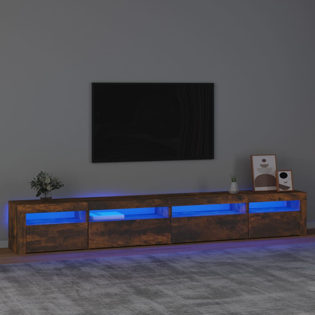 TV skříňka s LED osvětlením kouřový dub 270 x 35 x 40 cm