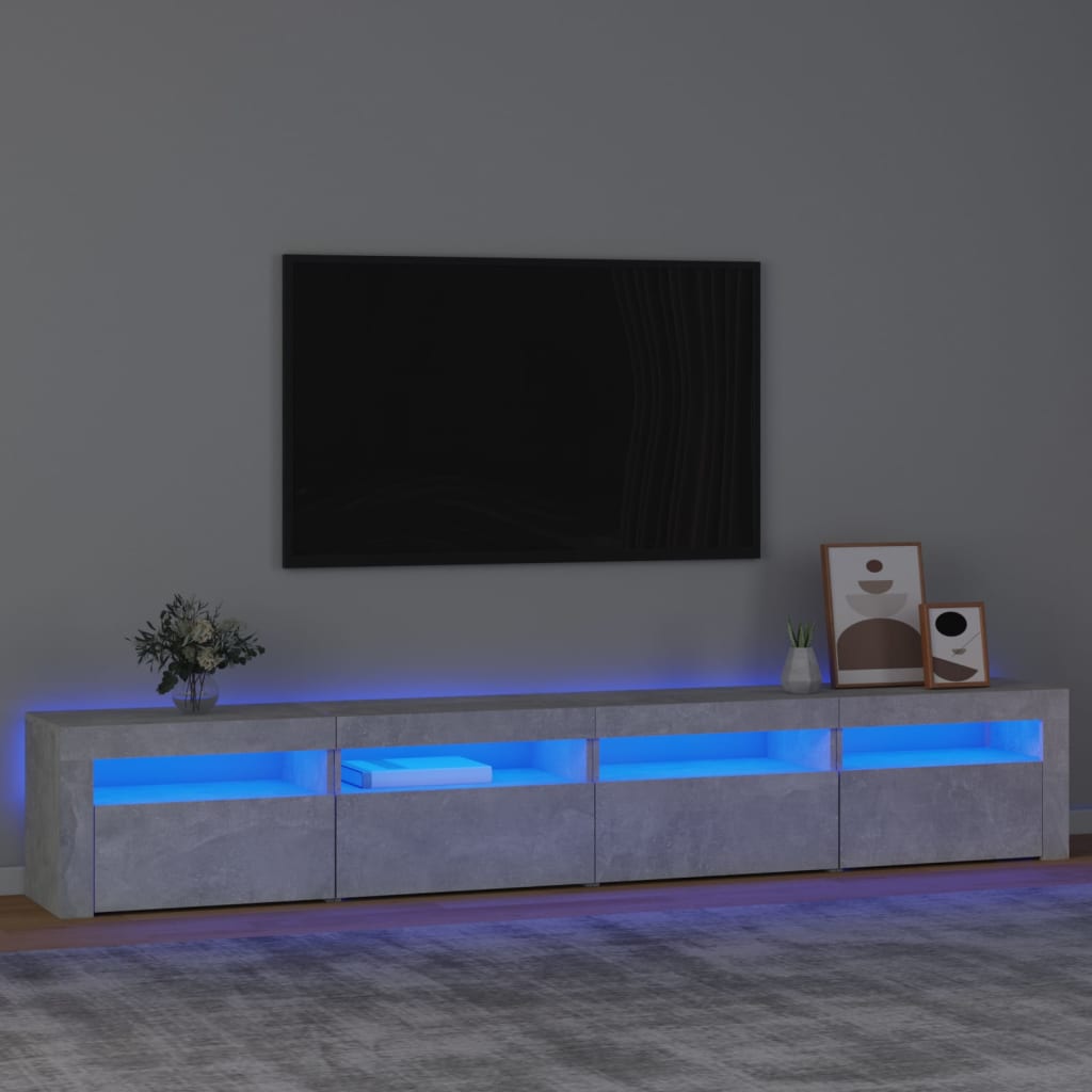 TV skříňka s LED osvětlením betonově šedá 240x35x40 cm