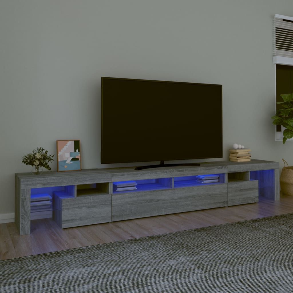 TV skříňka s LED osvětlením šedá sonoma 260x36,5x40 cm