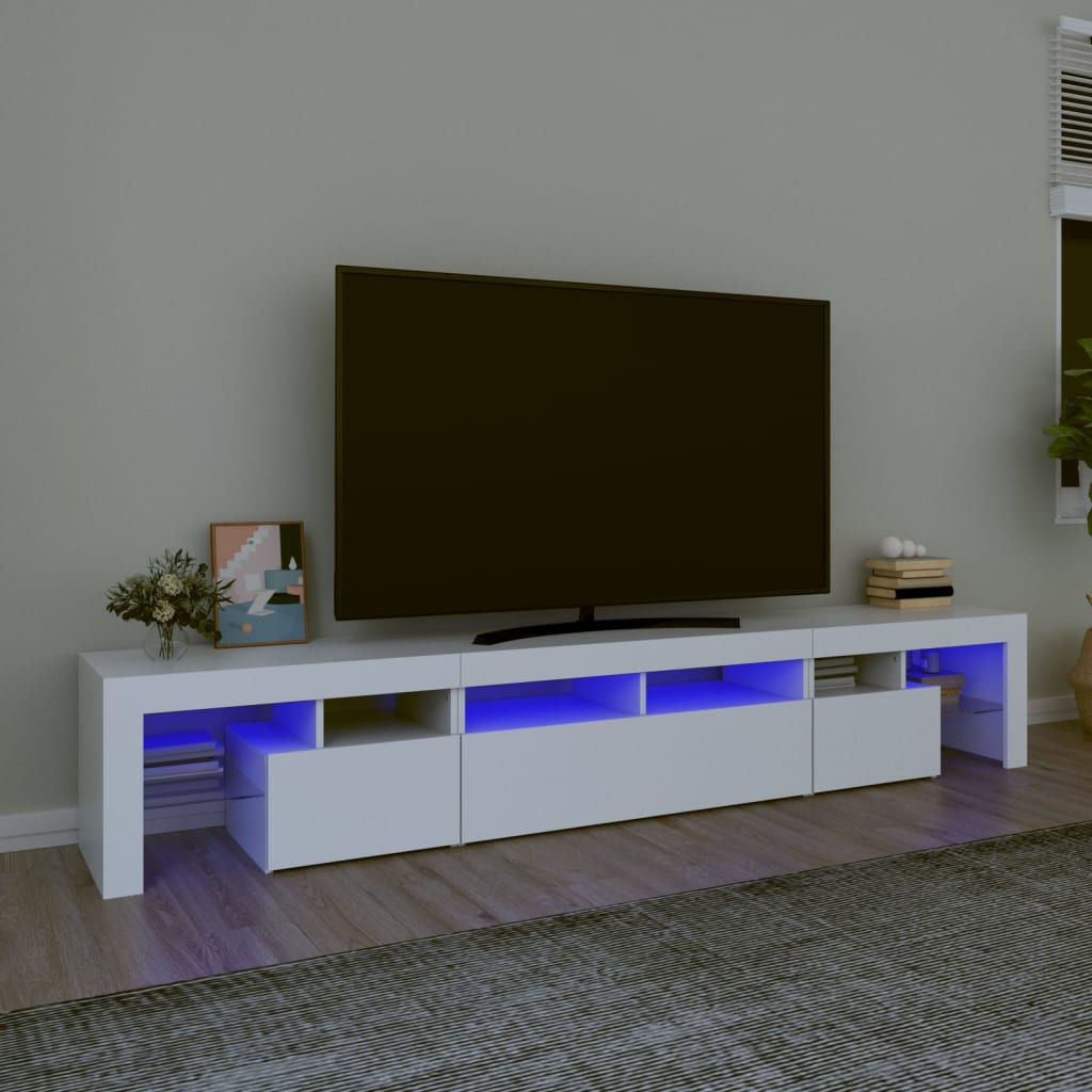 TV skříňka s LED osvětlením bílá 230x36,5x40 cm