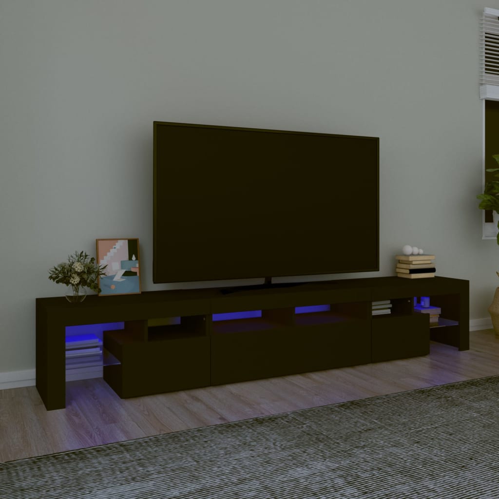 TV skříňka s LED osvětlením černá 230x36,5x40 cm