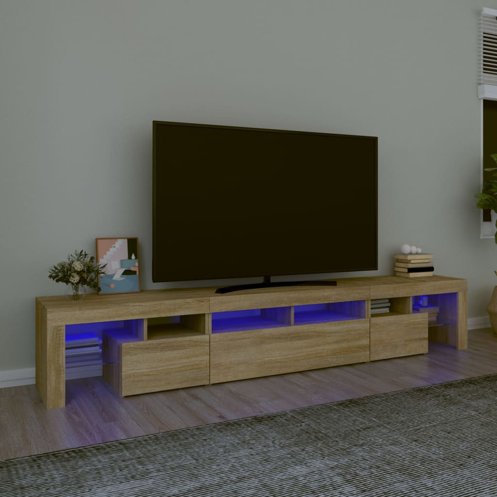 TV skříňka s LED osvětlením dub sonoma 230x36,5x40 cm