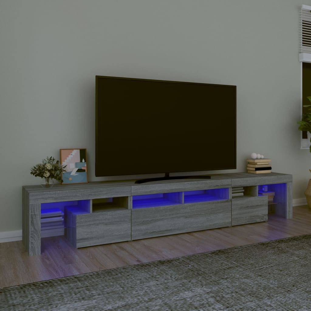 TV skříňka s LED osvětlením šedá sonoma 230x36,5x40 cm