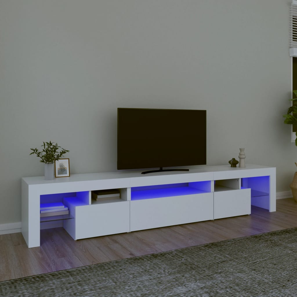 TV skříňka s LED osvětlením bílá 215x36,5x40 cm