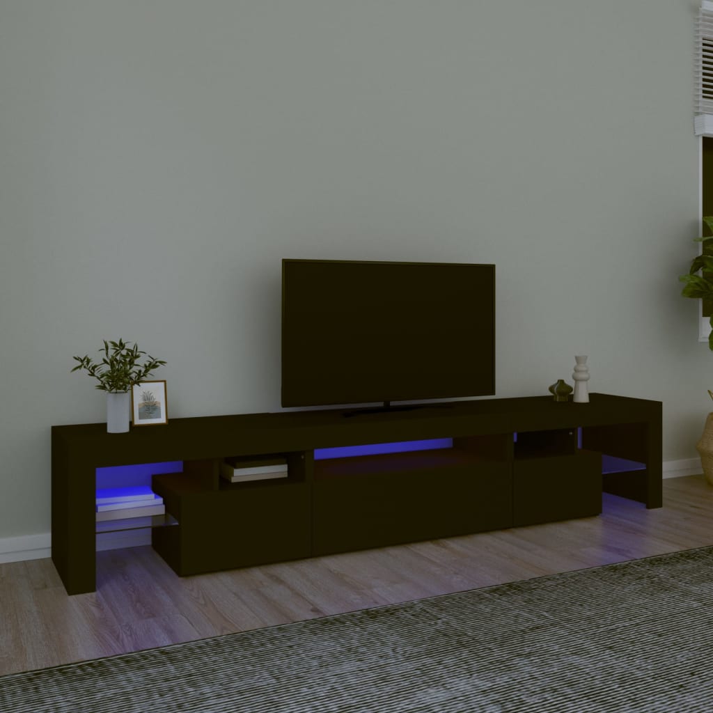 TV skříňka s LED osvětlením černá 215x36,5x40 cm