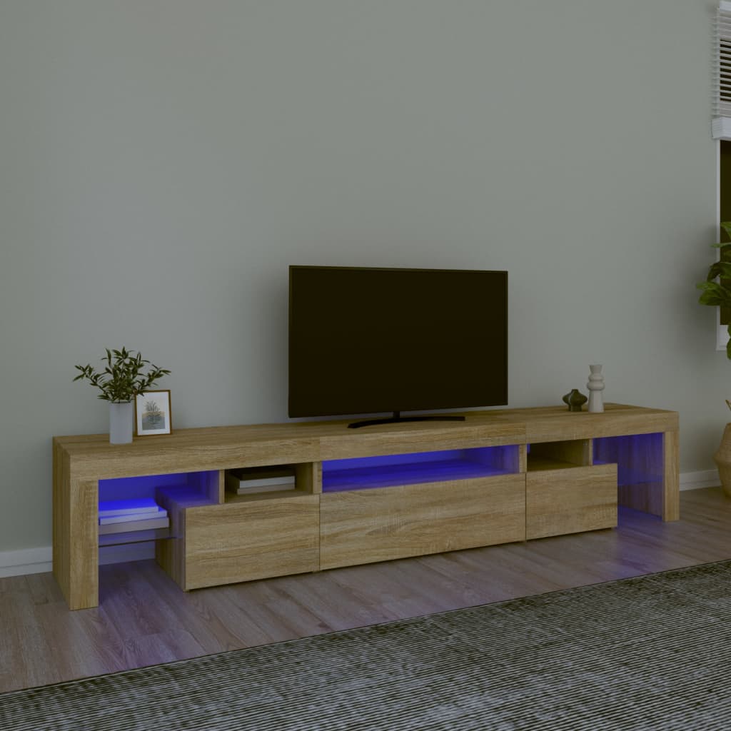 TV skříňka s LED osvětlením dub sonoma 215x36,5x40 cm