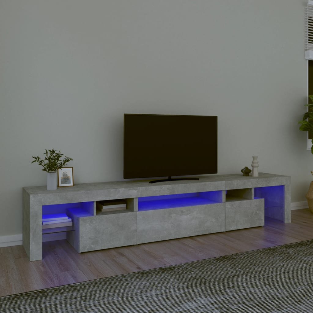 TV skříňka s LED osvětlením betonově šedá 215x36,5x40 cm