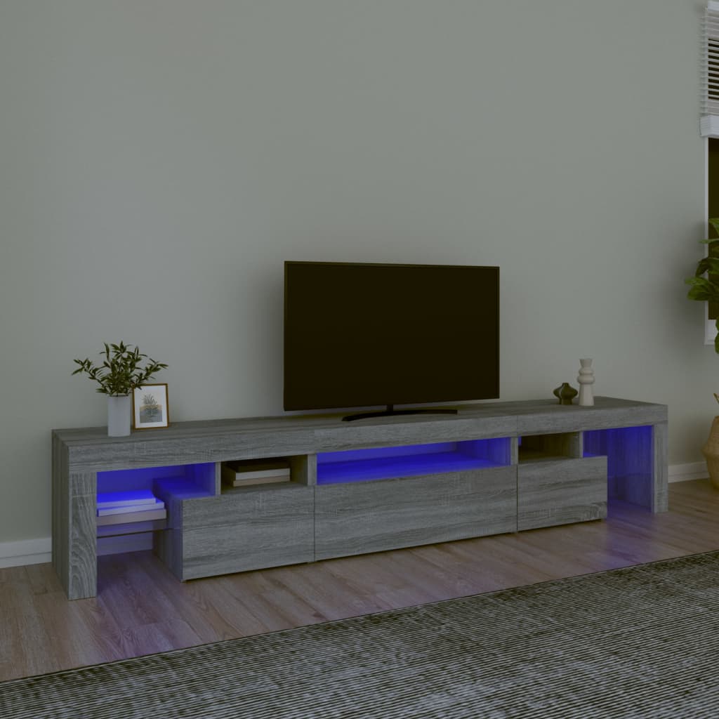 TV skříňka s LED osvětlením šedá sonoma 215x36,5x40 cm