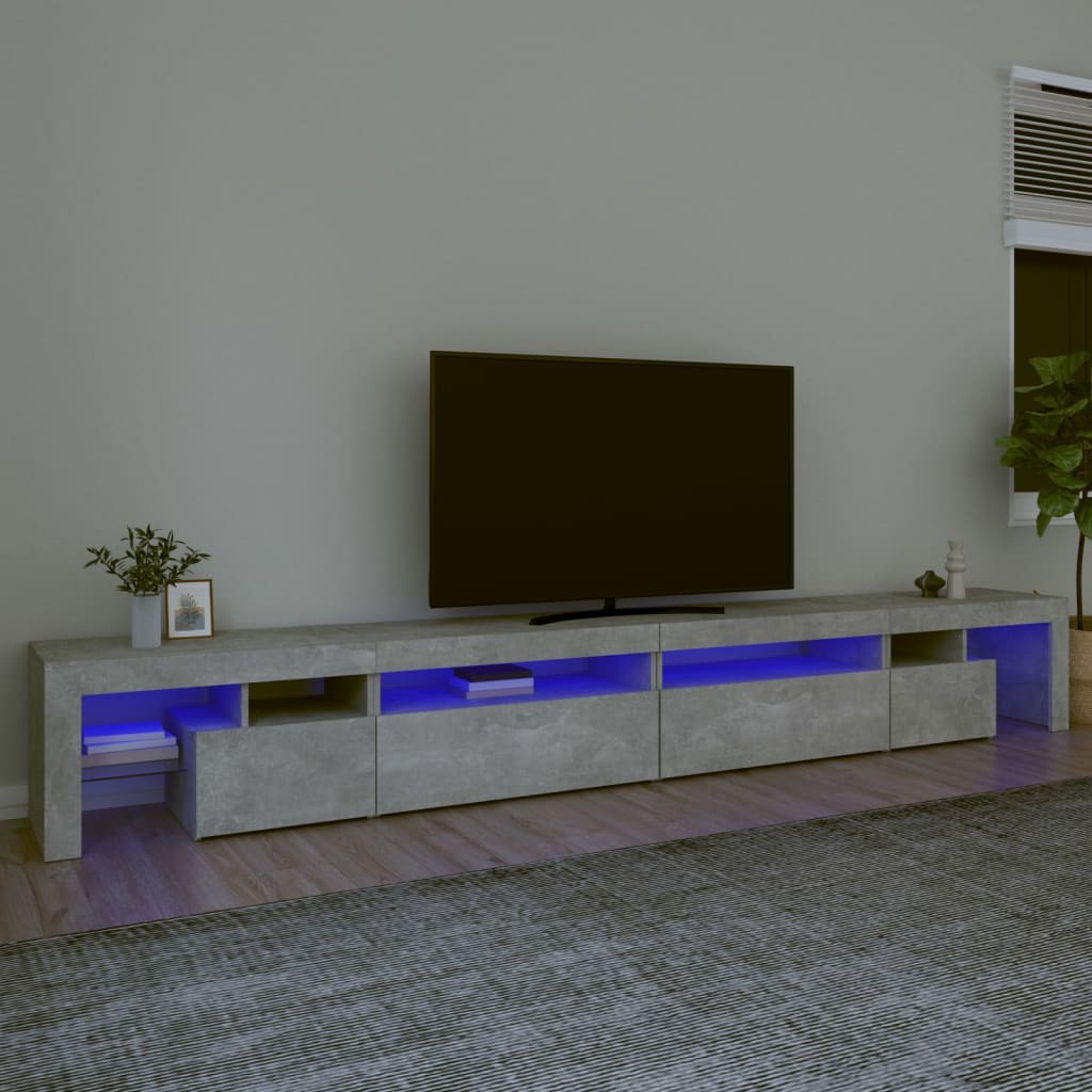 TV skříňka s LED osvětlením betonově šedá 290x36,5x40 cm