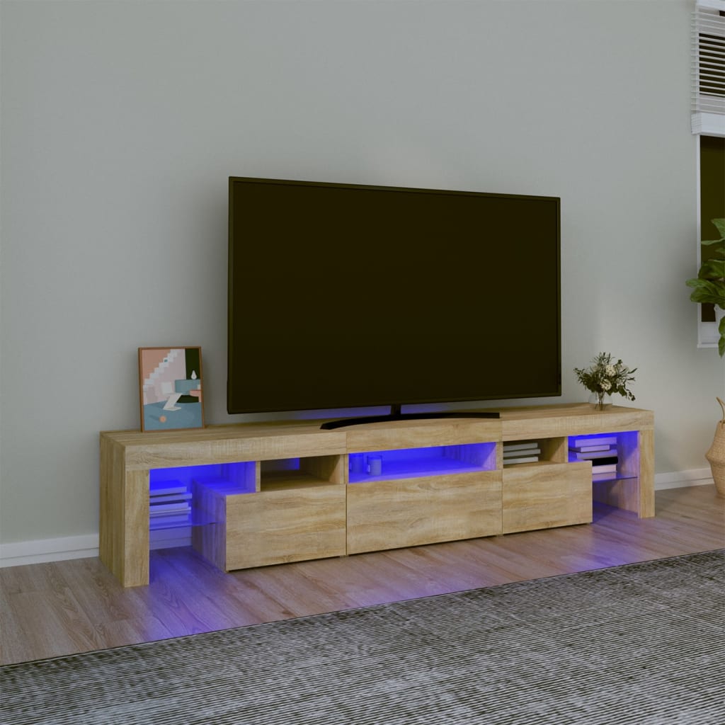 TV skříňka s LED osvětlením dub sonoma 200x36,5x40 cm