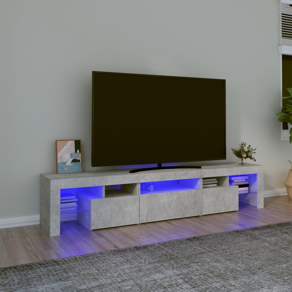 TV skříňka s LED osvětlením betonově šedá 200x36,5x40 cm