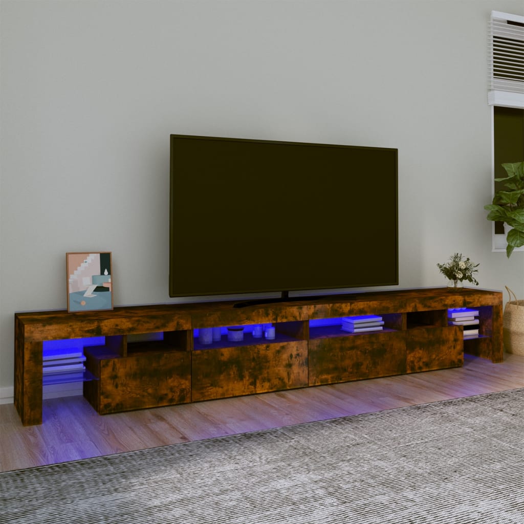 TV skříňka s LED osvětlením kouřový dub 260x36,5x40 cm
