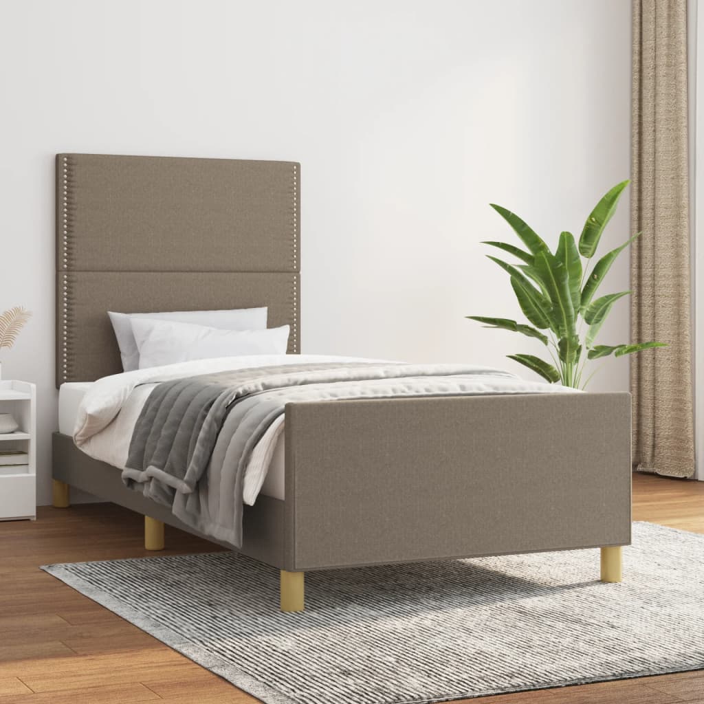 Rám postele bez matrací taupe 90x190 cm textil
