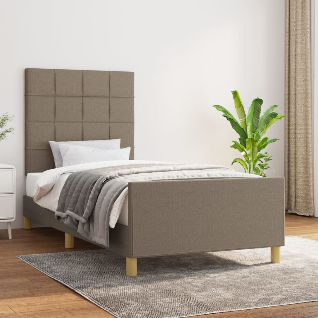 Rám postele bez matrací taupe 90x190 cm textil