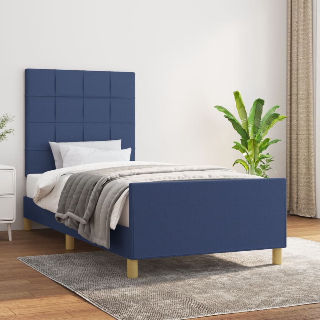 Rám postele bez matrací modrá 100x200 cm textil