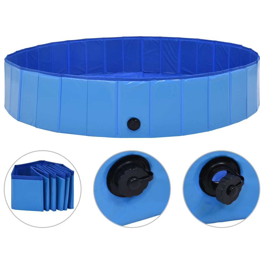 PETROMILA Skládací bazén pro psy modrý 160 x 30 cm PVC
